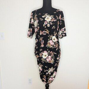 Mother Bee Maternity Floral Sheath Dress‎ With 3/4 Sleeve